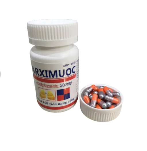 Arximuoc 200mg (Acetylcystein) Giúp tiêu nhầy trong viêm phế quản - Chai 100 viên nang cứng - DonaiPharm
